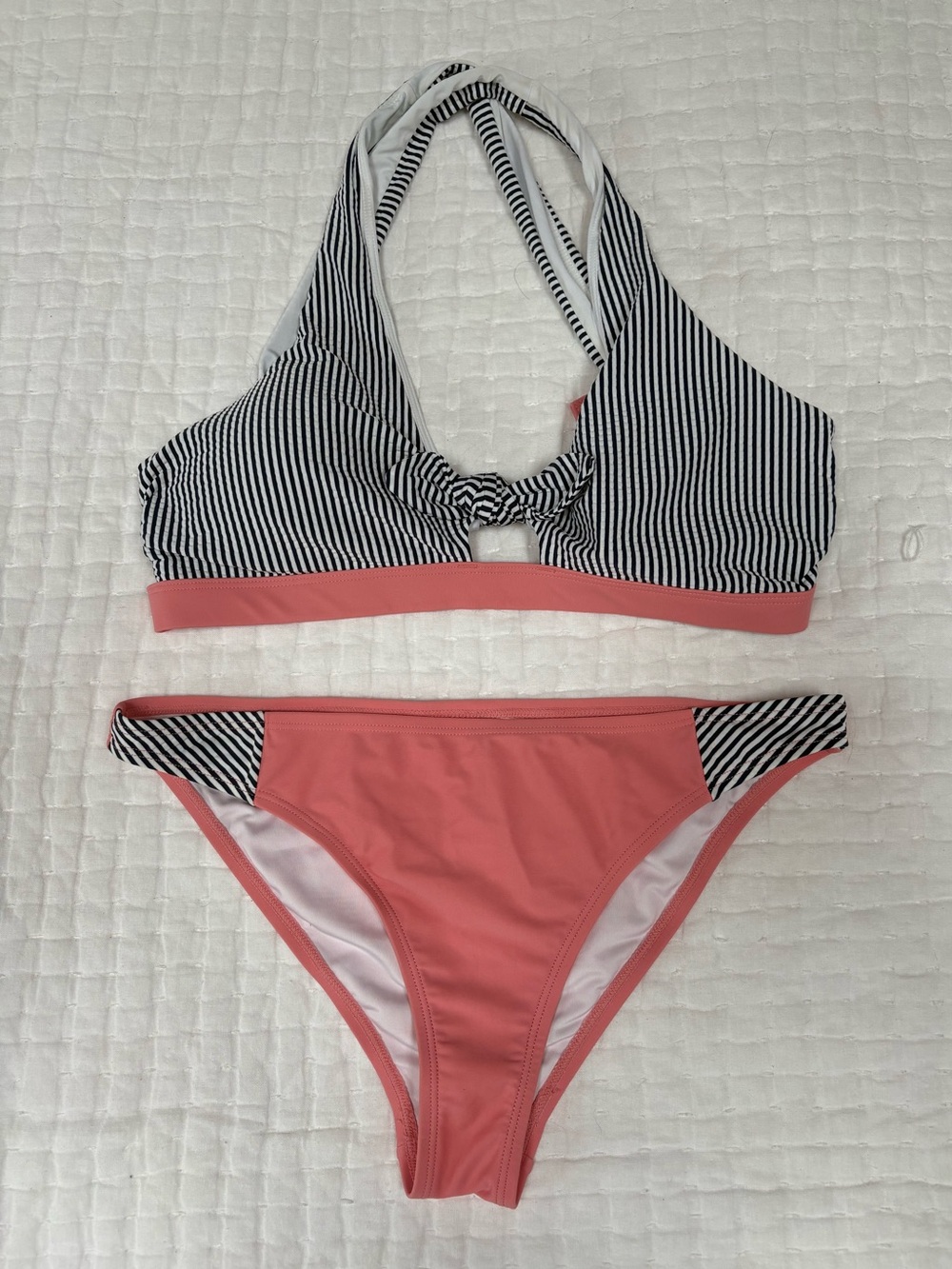 Southern Tide Bikini Set Navy Stripe Coral – Top M Bottom S